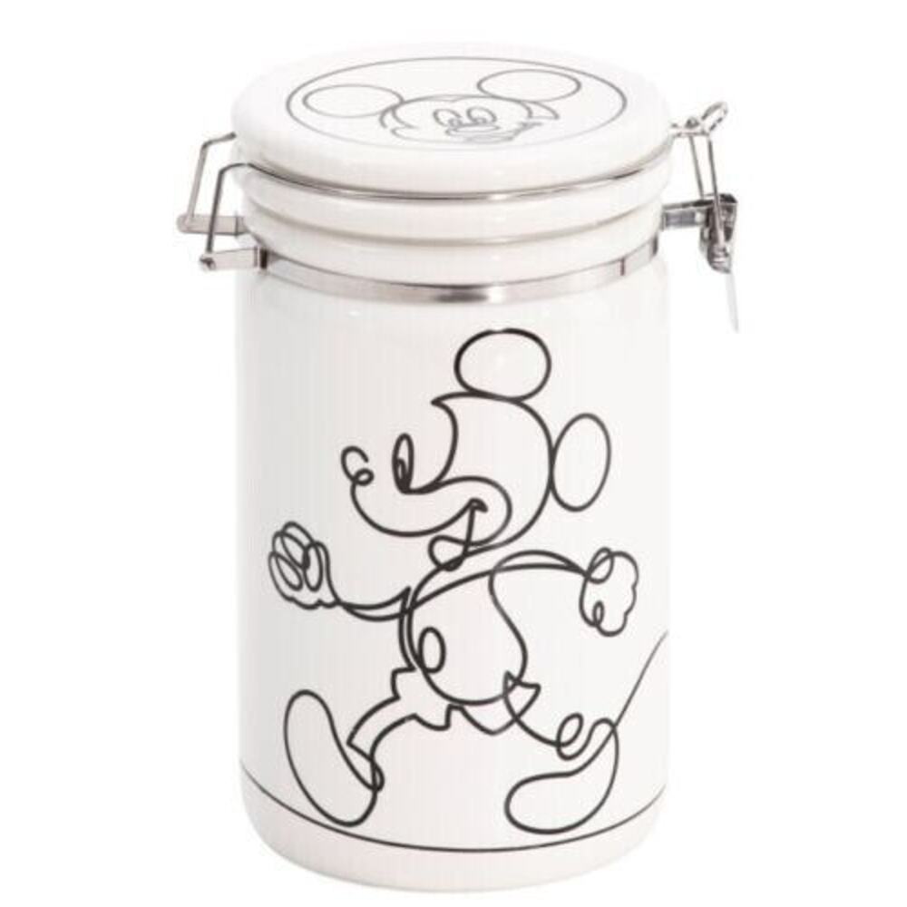 Mickey Mouse 8” Linear Hinge Cookie Jar Canister Container Black White